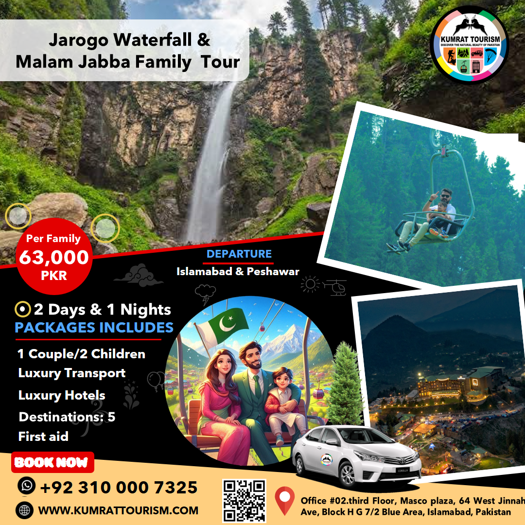 Swat Jarogo Waterfall & Malam Jabba 2-Day Family Trip