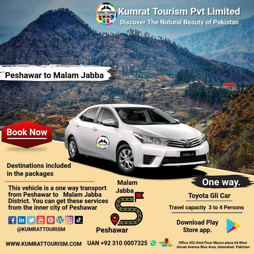 Peshawar to Malam Jabba Rent A Car one Way Trip