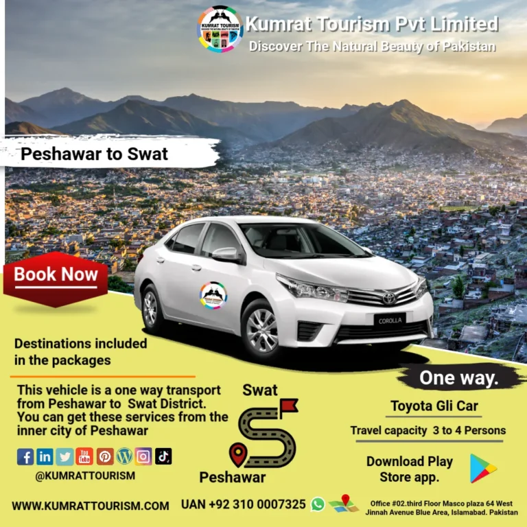 Peshawar to Swat Rent A Car One Way trip