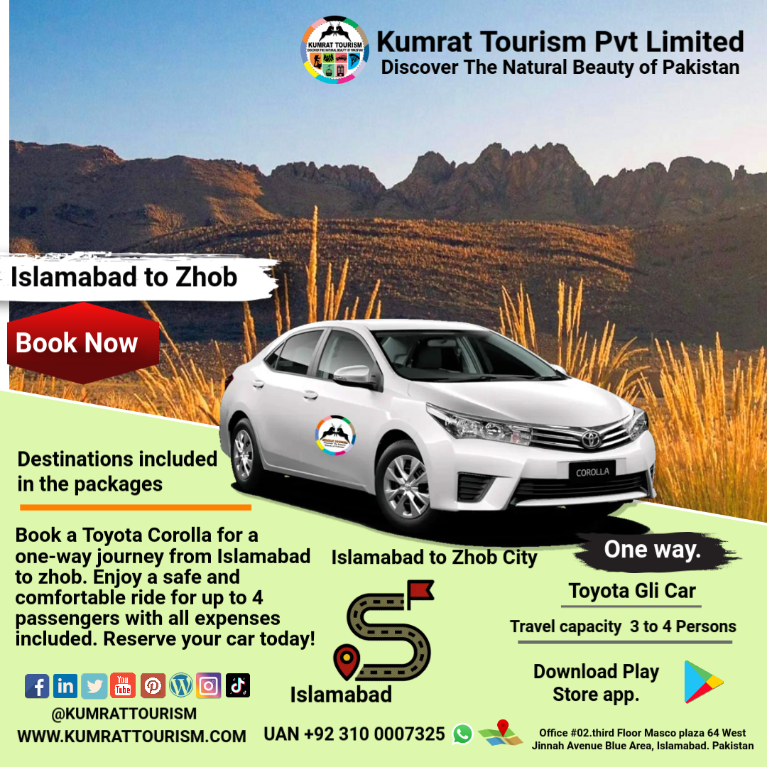 Islamabad to Zhob rent car