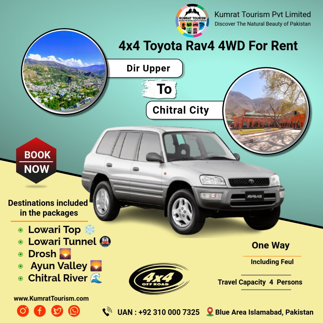 Dir Upper to Chitral City – Toyota RAV4 4x4 (One-Way Drop)