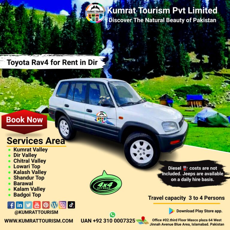 Toyota Rav4 4×4 Jeep For Daily Base Rent in Dir, Kumrat Valley, Chitral Valley and Swat